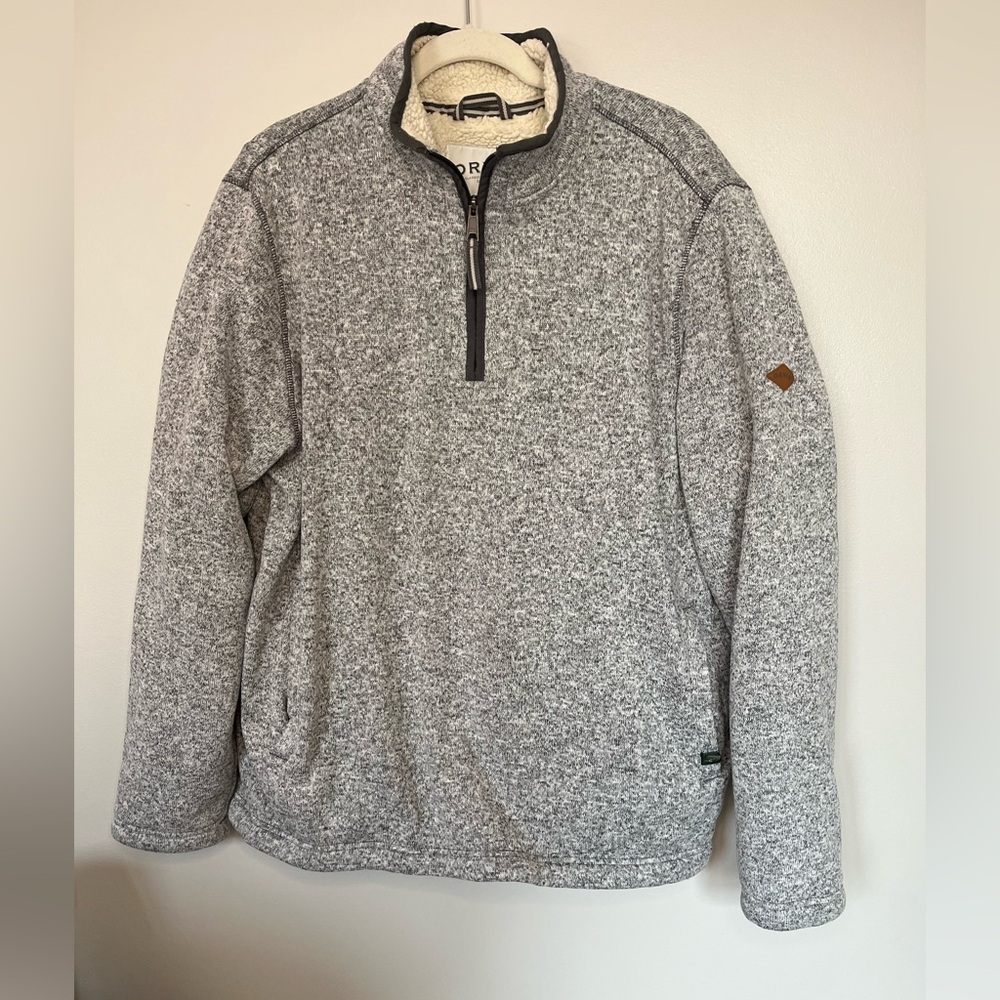 Orvis Men’s Gray Quarter-Zip Fleece-Lined Cozy Warm Outdoor Knit Sweater Size XL